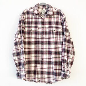 Eddie Bauer Men Flannel Plaid Shirt Button Down Heavyweight Cotton Outdoors  XLT